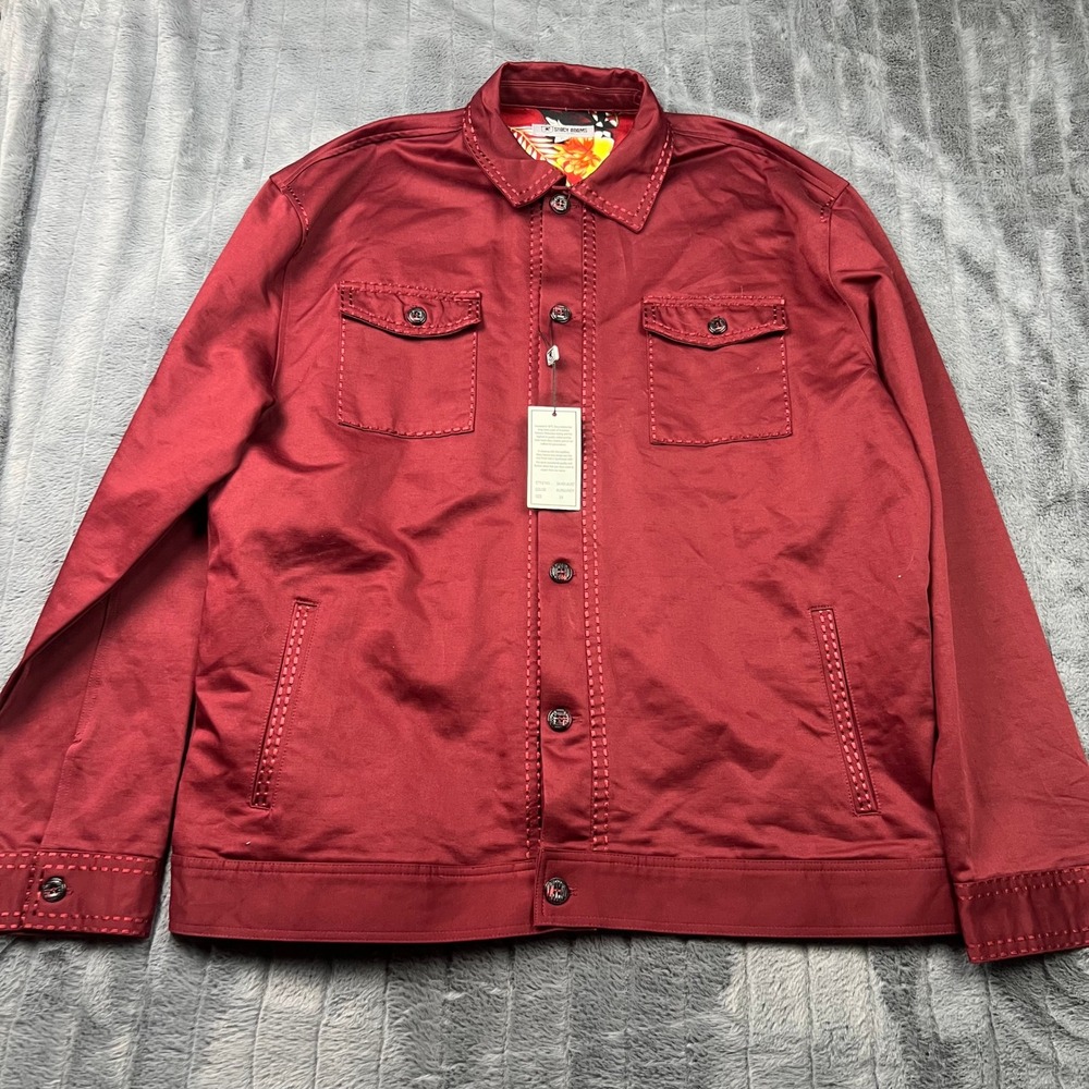 Stacy Adams Mens Burgundy Button Front Jacket SA2403 Size 3X
